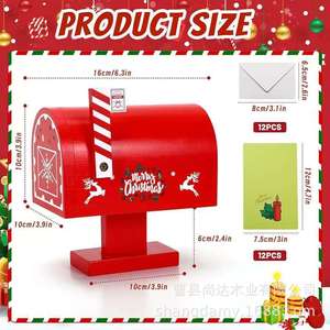 Nuevo adorno de buzón miniatura de madera en forma de corazón, mini caja de información con forma de sobre, buzón de madera rojo para el Día de San Valentín. - Product Image 5