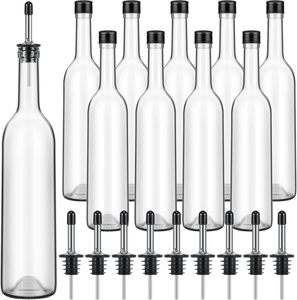 Bouteilles en verre à col long de 750 ml (25 oz) avec bouchon à vis verseur, bouteille de vin de Bordeaux vide pour vin, sirop, jus, pour bar à domicile, liqueur, jus - Product Image 1