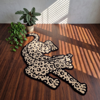 Tapis touffeté personnalisé imprimé léopard, forme animale vintage, doux et antidérapant, pour chambre et salon (vente en gros)