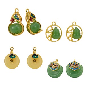 Pendentifs Thème Printemps 2024 : Pendentif Gourde en Alliage Imitation Jade Hetian avec Émail Motif Nuage Auspicieux – Idéal Cadeau - Product Image 5