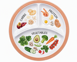 Assiette de contrôle des portions en mélamine de 8,5 pouces pour un <span class=keywords><strong>régime</strong></span> alimentaire équilibré, avec sections pour céréales, protéines, fruits et légumes - Product Image 5