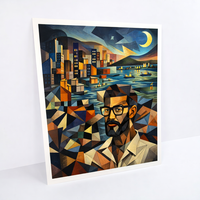 Impression d'art cubiste sur papier/canvas sans acide, portrait de ville, design géométrique moderne, affiche de collection de qualité muséale personnalisée
