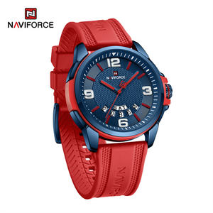 NAVIFORCE 9215T BEBER Montre-bracelet pour homme en silicone rouge, logo personnalisé en usine, quartz pas cher, étanche, décontractée, horloge, Reloj - Product Image 3