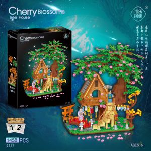 Idee 2137 2 1 fiore di ciliegio Mini romantica casa sull'albero Set ABS regali di compleanno per adulti bambini educativi - Product Image 3