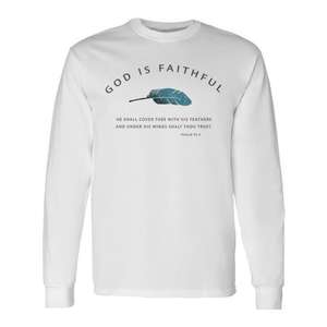 Camiseta de manga larga con versículo bíblico cristiano: Dios es fiel, Salmo 91, KJV - Product Image 1