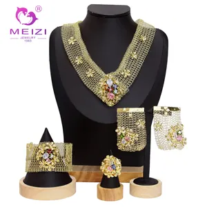 MEIZI JEWELRY 24K Gold Plated Copper Earrings Rings Bracelets Original Women's Jewelry for Engagement Parties