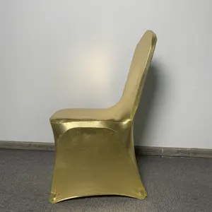 Оптовая продажа, металлический чехол для стула, золотой чехол для банкетного стула из спандекса для свадьбы