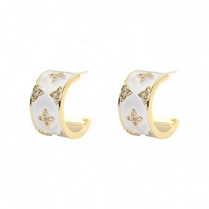 Pendientes de Botón de Plata de Ley 925 de Alta Gama para Mujer, Chapados en Oro, Modernos, Ligeros, de Lujo, Geométricos, con Circonita, para Regalo - Product Image 6