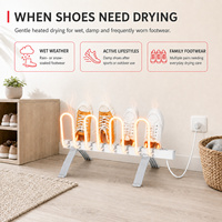 EVIA EV-80 Étagère à chaussures chauffante en aluminium portable, écologique et à faible bruit avec fonction de séchage rapide