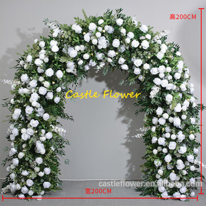 Dernière collection : Housse d'arche de mariage en U de haute qualité, blanche et verte, avec fleurs artificielles, toile de fond florale pour la décoration d'événements de mariage - Product Image 5