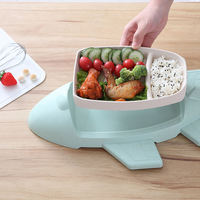 Nouveau récipient alimentaire créatif pour bébé, avion de dessin animé, assiettes pour enfants, bols d'alimentation, plat, paille de blé, ensembles de boîtes, ensembles de vaisselle