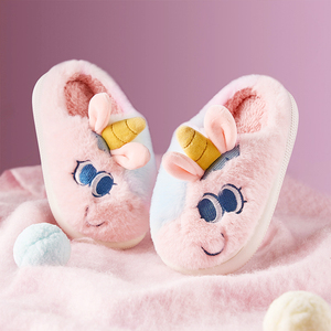 รองเท้าแตะขนปุยสำหรับเด็กอายุ1-6ขวบรองเท้าแตะผ้ากำมะหยี่สำหรับเด็กผู้หญิงรองเท้าใส่ในบ้านกันลื่นสำหรับใส่ในฤดูหนาว - Product Image 4