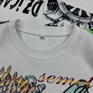 Hip Hop Streetwear Designer T-shirt personnalisé goutte épaule imprimé surdimensionné gaufré à manches longues gaufré t-shirt pour hommes - Product Image 6