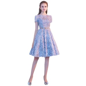 Short Evening Dress O-Neck A-Line Floral Print 3D Stereoscopic Patterns For Banquets Graduation Parties Women's Spring Style - Product Image 5