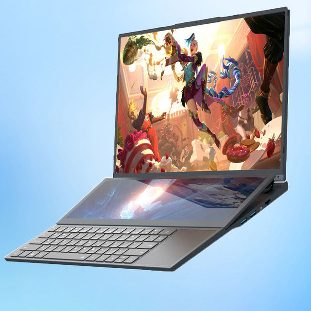 New Intel 16" +14" Double Screen Core I7 10855M 8GB RAM 1TB SSD OEM Business 2-in-1 Monitor Gaming Laptop