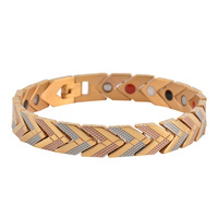 Bracelets unisexes en acier inoxydable électroplaqué, directement de l'usine ; Vente en gros, style européen et américain, mosaïque tricolore en forme de V