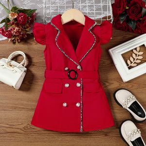 Completo Estivo per Bambine, Nuovo Abito Alla Moda con Doppio Petto e Cintura, Set Due Pezzi, Vendita All'Ingrosso per <span class=keywords><strong>Abbigliamento</strong></span> Bambini - Product Image 3