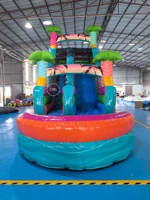 Toboggan aquatique gonflable géant commercial en PVC pour adultes, avec piscine, idéal pour les fêtes en extérieur sur le thème du palmier - Meilleures ventes