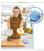 Couvercle extensible et réutilisable Couvercle en silicone de qualité alimentaire Protection de l'environnement Couvercle de tasse réglable en silicone pour garder la fraîcheur