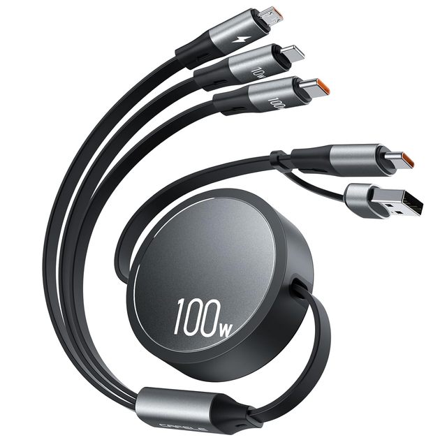 CAFELE 5 in 1 Retractable 100W Fast Charging Cable USB A USB C Date USB Cable PD3.0 5A Multi Type C Charge Code for Phone 16 17