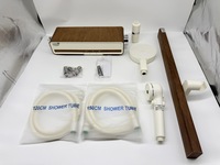 Ensemble de douche vintage sans robinetterie apparente, en cuivre massif, avec pommeau de douche en céramique et noyer, pour petites salles de bain, fixation murale couleur crème