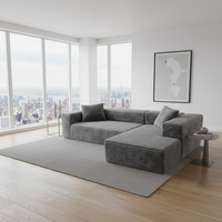 YY08 #   Canapé d'angle modulaire en velours de luxe moderne en forme de L, capitonné, inclinable, avec dossier sans dossier et accoudoirs droits, pour salon et appartement