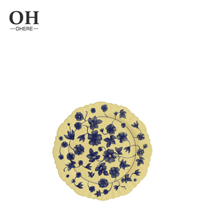 Service de vaisselle en porcelaine osseuse jaune vintage Ouhe, assiettes irrégulières pour location de mariage, vaisselle en céramique, vente en gros - Product Image 5