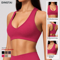 Soutien-gorge de sport sans couture Dingtai à col en V et dos nageur, séchage rapide, coupe ajustée, pour le yoga et le Pilates, pour femme, personnalisable OEM