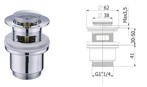 Innada süzgeç stoper bakır drenaj filtresi, havza Pop up taşma Clic Clac lavabo stoper süzgeç ile atık drenaj - Product Image 3
