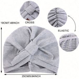 Fashion Waffle Pre <b>Tied</b> Headwrap European American Style Solid Color Multifunction Stretch Cotton Inner Hijabs Bonnet for Ladies - Product Image 4
