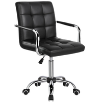 Chaise de bureau avec bras/roues pour étudiants pivotant en similicuir ordinateur domestique noir