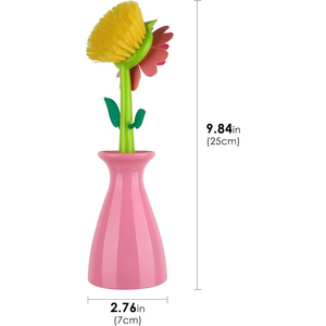Cepillo de Limpieza de Plástico con Diseño Floral para Baño, Venta al Por Mayor - Product Image 2