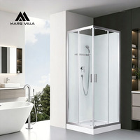 Cabine de douche d'angle coulissante rectangulaire Mars Villa avec verre trempé dépoli, design moderne, pour salle de bain et hôtel
