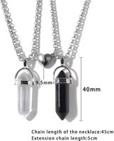 2Pcs Colorful Hexagonal Pointed Quartz Crystal Mutual Attraction Magnetic Heart Pendant Adjustable Necklace Friendship Couple