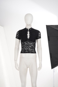 Top Corto de Encaje Sólido para Mujer, Top con Abertura Frontal de Malla Floral, Elegante y Transparente, para Uso Diario, Estilo 2026 - Product Image 6