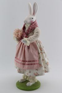 Figurine de lapin de Pâques miniature rose à carreaux de 45 cm, tête de fille, décoration de table, figurine de lapin mâle, décoration de fête - Product Image 2