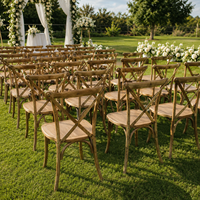 Chaise en résine PP à dossier croisé, élégante, durable, empilable, portable, imperméable, pour hôtel, salle de sport, mariage, vente en gros