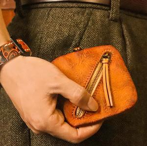 Stylish Custom Leather Coin Zipper Pouch Case Baffalo <b>Small</b> Mini Triangle Pyramid Square Trapezoid Fashion Tied <b>Purse</b> - Product Image 6