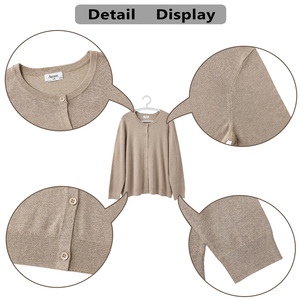 Maglieria da Donna in Stock, 70% <span class=keywords><strong>Viscosa</strong></span> 30% Nylon, <span class=keywords><strong>Cardigan</strong></span> Autunnale con Collo a Girocollo e Bottoni, Ultra Morbido e Traspirante - Product Image 5