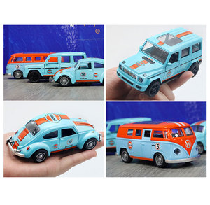 Modèle de <span class=keywords><strong>voiture</strong></span> miniature en alliage <span class=keywords><strong>Hot</strong></span> Selling 1:36, réplique classique Gulf Oil Beetle T1 Bus, avec portes ouvrantes, fonction de recul et roues mobiles, pour enfants - Product Image 5
