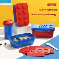 Bricolage bloc de construction micro-ondes chauffage boîte à lunch salade pour enfants Bento fruits pique-nique boîte pour micro-ondes chauffage