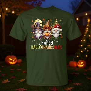 Camiseta Happy Hallothanksmas Gnomes con diseño navideño de Halloween - Product Image 3