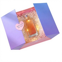 Boîte cadeau rectangulaire à double porte en carton gris bronzé, design dégradé, pour la Saint-Valentin, anniversaire, emballage de bougies, boîte à rouge à lèvres