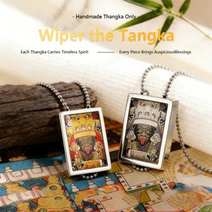 สร้อยคอจี้สี่เหลี่ยมสแตนเลสลายภาพศิลปะสร้างสรรค์  ฟางถัง ซากิ ราม หัวใจ มนตรา เทพีเขียว สำหรับผู้ชายและผู้หญิง - Product Image 1