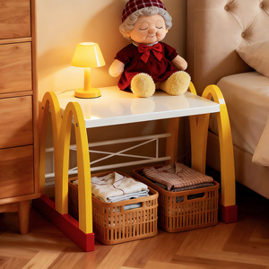Chuangshengtian Dual-Use Storage Rack Metal Top 2 Tier Bedside <b>Coffee</b> <b>Table</b> Bedroom Living Room Storage Shelf - Product Image 1