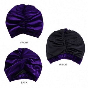 Turbantes de terciopelo con diseño moderno para mujer, gorro de quimioterapia con forro de satén sedoso, turbante para exteriores, talla única. - Product Image 4