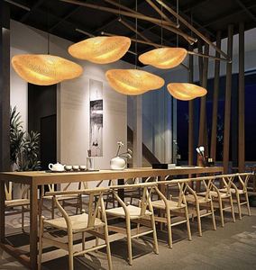 Lampadario Artigianale Vintage in Rattan <span class=keywords><strong>con</strong></span> LED, Stile Pastorale, Lampada in Bambù <span class=keywords><strong>con</strong></span> Cappello di Paglia e Logo Stampato in 3D per Caffè, Bar o Ristorante - Product Image 4
