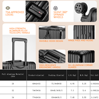 Valise de voyage en aluminium grande taille avec roulettes, serrure à combinaison TSA, étanche, antivol, extra large 80 pouces