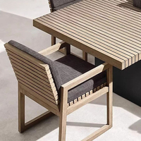 Ensemble de table et de chaises de salle à manger rectangulaire en teck massif pour l'extérieur et l'intérieur, design moderne, 8 places