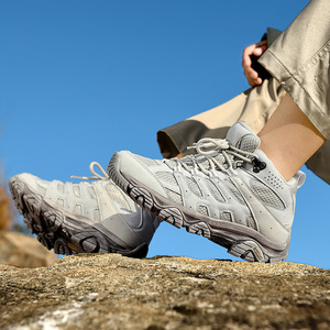 Sepatu Hiking Unisex Mid Top Bahan Suede Mesh Bernapas untuk Trekking dan Jalan <span class=keywords><strong>Gunung</strong></span> di Luar Ruangan - Product Image 3